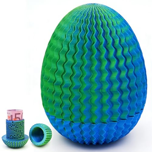 Labyrinth-Geschenkbox,Rätselbox Labyrinth für Geld,3D-gedruckte Rätselbox in Blau-Grün,Ovale Geheim-Labyrinthbox, Puzzlebox Geschenkverpackung für Geldscheine & Münzen