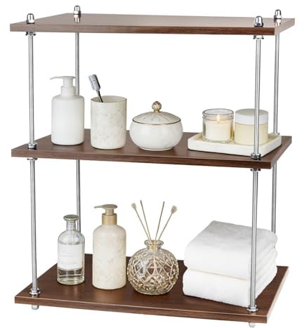 Pomodee Especiero Extensible, Organizador de Cocina Madera Vintage | Estante ajustable de 3 niveles con portavasos – organizador multifuncional para escritorio, salón, cocina