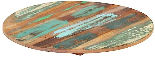 KKgypkn Massivholz Tischplatte aus Altholz, runde Tischplatte aus Massivholz, aus Mangoholz für Tischgestell, rustikale für Essbereich, Massivholzplatte für Restaurant und Cafe