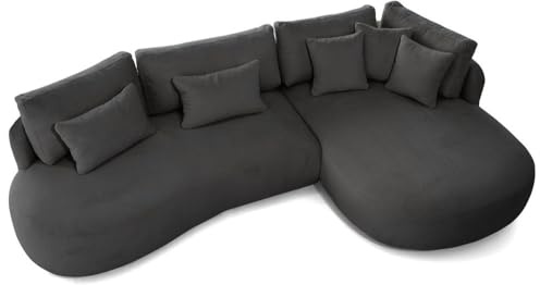MW EURO-MEBLE Ecksofa Jacobs MINI - Wohnlandschaft, Polstersofa, Polstercouch (Rechte Seite - Dunkelgrau: Fredo 40)