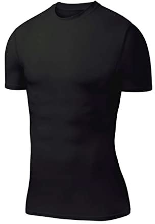 PowerLayer Men's Compression Base Layer Top Short Sleeve Thermal Under Shirt - Black, X Large