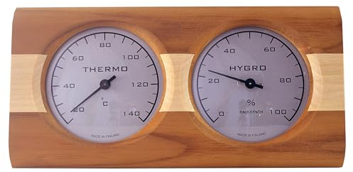Nikkarien Sauna Thermo und Hygrometer mit einem Streifen Kiefernholz 512L