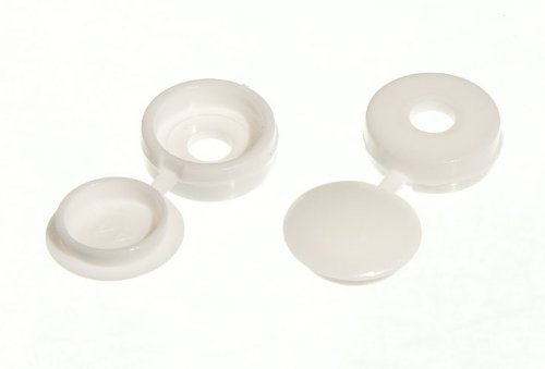 100 of Screw Cap Cup Washer Hinged Cover White for No. 6 & 8 Screws