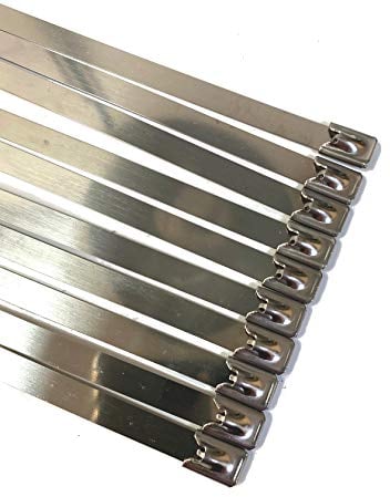 Fascette in acciaio inox SS304 e SS3016, extra lunghe e ampie, robuste, 10 unità, argento