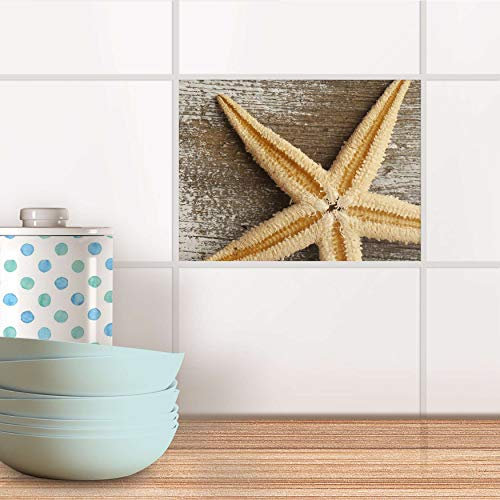 Fliesensticker für Küche und Bad I Fliesen-Sticker Aufkleber selbstklebend I Fliesen verschönern - Stickerfliesen für Küchen- und Badfliesen I Design: Starfish