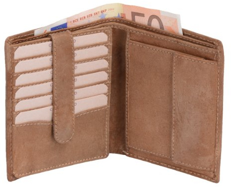 Kombibörse RED ROCK Hunterleder in Echt-Leder, hellbraun, 11x12cm