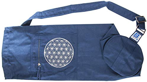 Berk YO-15-BL Meditations-Zubehör - Yoga Tasche mit Blume von Lebens, blau