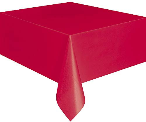 Unique Party 4070520 Plastic Disposable Party Tablecloth, Red
