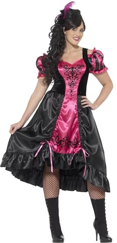 Smiffys womens Curves Sassy Saloon Costume, Pink, XXXL - US Size 26-28