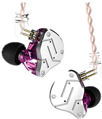 Yinyoo KZ ZSN Hybrid Earphones Balanced Armature + Dynamic Dual Driver Auricolare Stereo in Ear Cuffie per Basso (Viola Senza Microfono)