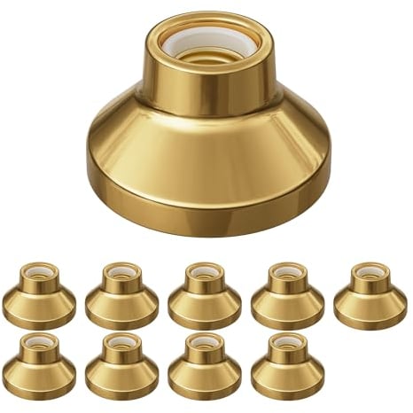 ledscom.de 10 Stück Deckenleuchte/Lampenfassung ELEKTRA, Porzellan, gold glänzend, 1x E27 max. 300W