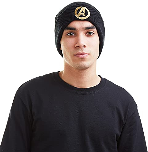 Marvel Herren Avengers Logo Strickmütze, Schwarz (Black Blk), Einheitsgröße