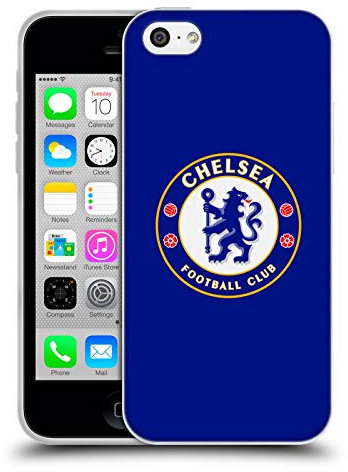Head Case Designs Officially Licensed Chelsea Football Club Plain Blue Crest Gel Case [Military Grade Protection] Compatible With Apple iPhone 5c