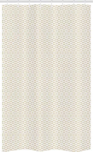 ABAKUHAUS Beige Schmaler Duschvorhang, Abstract Floral Sterne, Badezimmer Deko Set aus Stoff mit Haken, 120 x 180 cm, Tan Weiß