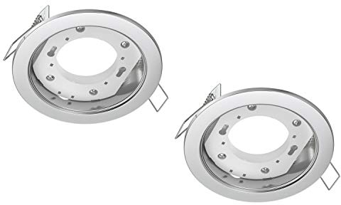 ledscom.de 2 Stück Deckeneinbauleuchte ZOBE, edelstahl matt, rund, 107mm Ø, 1x GX53 max. 25W