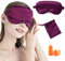 IYOU Satin Seide Schlaf Maske Lila Maulbeere Seide Auge Masken Nacht Schlafen Reisen Nickerchen Auge Abdeckung mit Ohr Stopfen und elastischem Riemen für Frauen und Mädchen