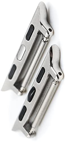 HIRSCH Uhren-Armband-Adapter - kompatibel mit Apple Watch (Series 1 bis 7) Uhr-Band - Silber - 44 mm