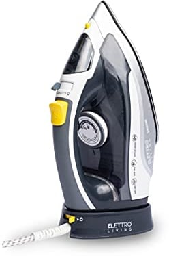 Elettro Living Lui, Ferro da stiro cordless, Ferro da stiro senza fili, 2400W, piastra in acciaio inossidabile, sistema autopulente, Grigio, Nero, Giallo, Bianco