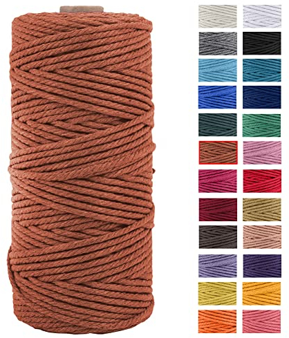 JeogYong Makramee-Kordel aus natürlicher Baumwolle, dick, 4-lagig, Makramee-Kordel für Wandbehänge, Kleiderbügel, Basteln, Dekoration für Zuhause, Geschenkverpackung, 3 mm x 100 m (Koralle)