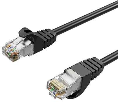 Kabelbude.eu Netzwerkkabel RJ45 Ethernet LAN Patchkabel U/UTP CAT 7 Rohkabel 10 Gbit/s 600 MHz, vergoldete Kontakte, abwärtskompatibel CAT6/CAT5e, RJ45 Stecker CAT6a - 30m Schwarz