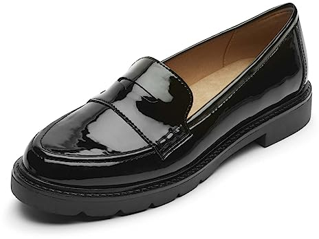 Rockport Damen Kacey Penny Flacher Slipper, schwarzer Lack, 39.5 EU