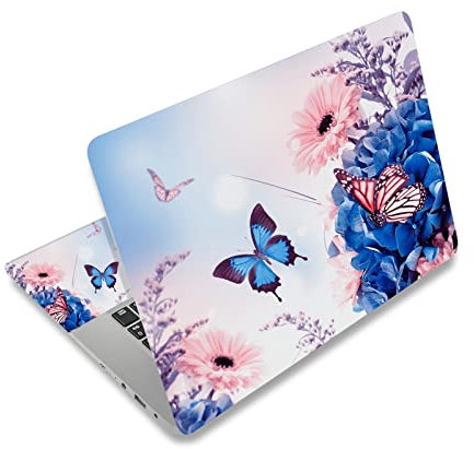 AIMSA Laptop Skin Sticker Decal, 12 13 13.3 14 15 15.4 15.6 inch Laptop Art Decal Protector Notebook Netbook PC 15.6 Universal Vinyl Cover, Butterfly Flower
