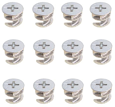 Mebamce 12pcs Furniture Connecter Cam Lock Fittings 15mm x 11mm Cam Lock Nuts for Cabinet Drawer Dresser Wardrobe Furniture Panel Connecting