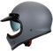 Vintage Motorradhelm, Unisex-Erwachsene Retro Classic Vollgesichts-Café-Racer-Helm ECE-zugelassener Motorrad-Moped-Street-Bike-Rennhelm mit Sonnenblende für Männer und Frauen,Matte gray,S