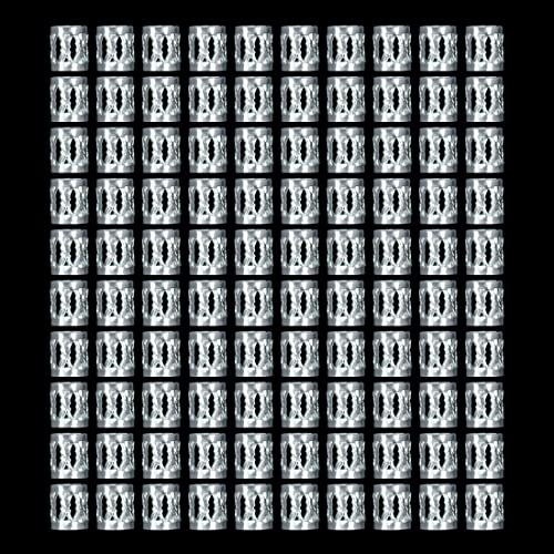 100 Stück Aluminium Dread Lock Verstellbar Metall Cuffs Haar Dekoration DIY Stil Dreadlocks Perlen Flechtet Haar Schmuck (Silber)