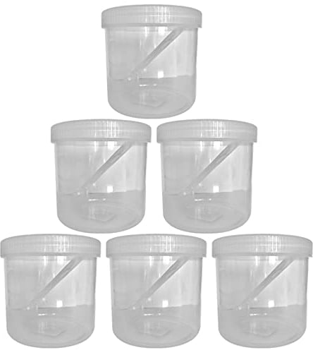Clear Plastic Storage Jars with Screw Lids, Kitchen Container Jars, BPA Free Plastic Storage Airtight Box for Dry Food, Sweets, Cookie Include Spoon Set (500ML, Pack of 6)