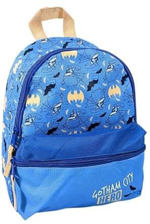 mybagstory Rucksack – Batman – Blau – Kinder – Schule – Kindergarten – Krippe – Schulranzen für Jungen – Größe 28 cm – verstellbare Träger – Geschenkidee