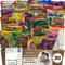 AlphFa® NoPork-Box - 30 asiatische Instant Nudeln Box aus Ramen & Nudelsuppen - zufälliger Mix versch. Sorten & Portionsgrößen wie Huhn, Rind, Shrimps uvm. - ideal als Asia Geschenkbox, 5x Essstäbchen