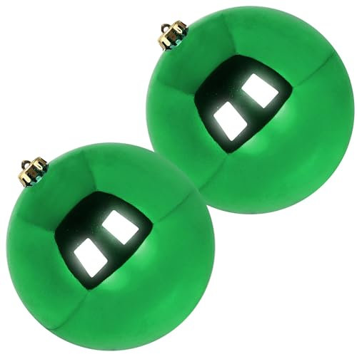Benjia Weihnachtskugeln Groß Aussen, Dekokugel Wetterfeste Riesen Große Gross XXL Outdoor Draußen Draussen Kunststoff Weihnachtskugel Christbaumkugeln Kugeln Weihnachten (20cm/2STK, Grün)