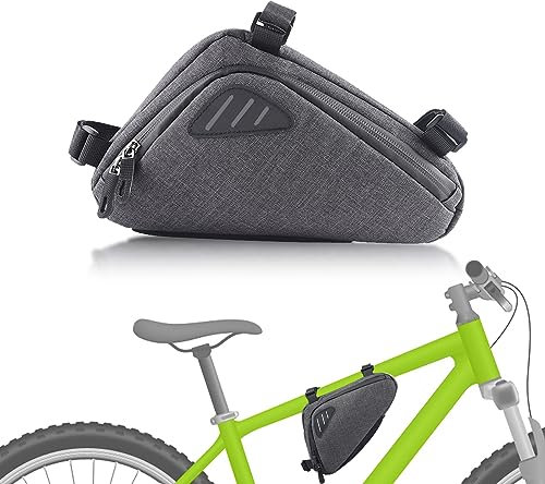 SNSYGN Bike Frame Bag, Waterproof Bicycle Triangle Frame Bags Detachable Top Tube Bag Large Capacity Bike Accessories for MTB, Road Bike (Gray)