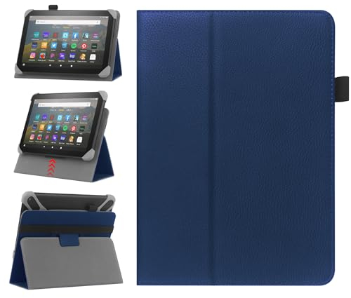 HoYiXi Universal Hülle für 7-8 Zoll Samsung Galaxy Lenovo Huawei Fire Tablet Schutzhülle in Zwei Positionen verstellbar mit Ständer und Handschlaufe - Blau