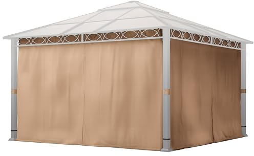 4 Seitenteile für Gartenpavillon Rendezvous Deluxe 4x4 m - Polyester ca. 160 g/m² - mit Reißverschluss - Cappuccino