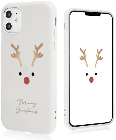 COBATREE for iPhone 11 Phone Case, White Matte with Cute Elk Christmas Bumper Protective Shockproof Soft Cover Case for iPhone 11 6.1-Cute Elk