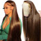 13x4 Echthaar Perücke HD Lace Front Wig Human Hair Chocolate Brown Perücke Damen Straight human hair Wig Vorgezupft mit Babyhaar 16inch (40cm)