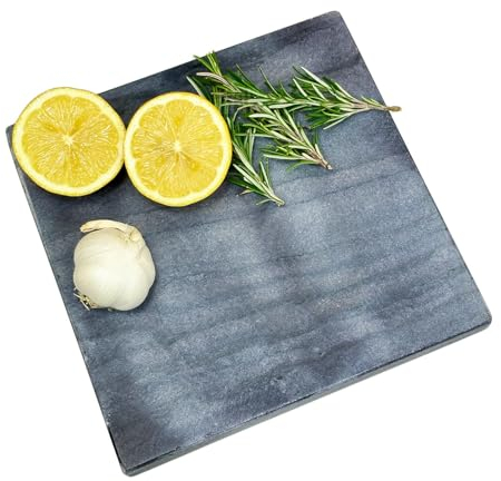 Marble Board 20x20cm Square Heavy Serving Chopping Kitchen Tray Platter Gift (Grey)