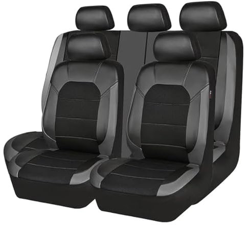 SORAD Pelle PU Copri-Sedile Set Completo per Alfa per Romeo 159 147 Giulietta, Coprisedili per Auto in Pelle a 5 Posti Antiscivolo 9 pcs Pelle Auto Set Coprisedili,Grey