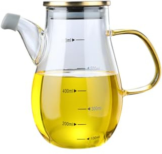 BYWXW Oliva Olio Dispenser,caraffa di Vetro Oliva Olio Aceto Salsa Oliera Bottiglia di Olio con Drip-Free Bocca a Perfetta Tenuta con Manico Utensile da Cucina per la Casa(Size:1100ML)