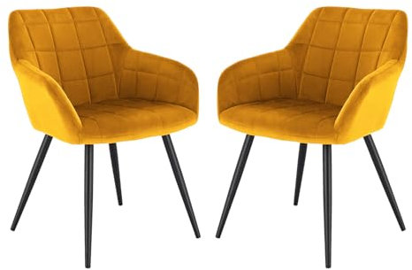 STADO® Wohnzimmerstühle Esszimmerstühle Küchenstühle Polstersessel Polsterstuhl 2 Stück Senfgelb