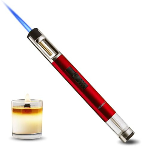 HONEST Torch Lighters Butane Lighters Refillable Single Jet Flame for Candle Grill BBQ Camping (Red)