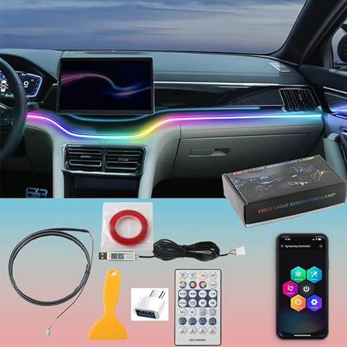 Kwoxet LED Intérieur, Bande LED Port USB 5 V pour Voiture, Application pour Options de Scène et 20 Millions de Couleurs, Gadget de Décoration