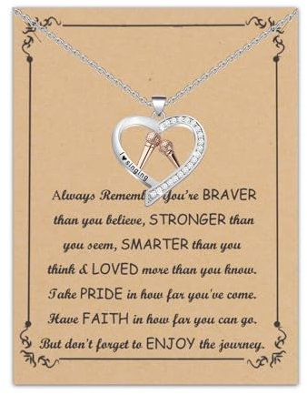 ENSIANTH Microphone Necklace I Love Singing Jewelry Singing Lover Gift Singing Teacher Gifts Microphone Gifts for Women (Microphone Necklace)