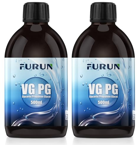 FURUN 70% VG Glycerin / 30% PG Propylenglykol, 2 x 500ml, E422 E1520 | Pharma-Qualität, Reinheit >99,9%, Vegan, 0% Zusatzstoffe, Kindersichere PET-Apothekerflasche