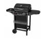 Barbacoa a gas con 2 quemadores de gas compactos, quemador lateral, rejilla barbacoa,mesas laterales y carro de acero, 8,7 kW de potencia