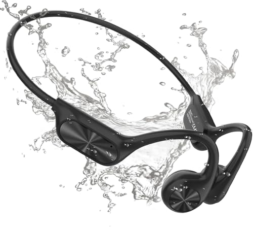 MONODEAL Auriculares de Conducción Ósea para Natación, IP68 Sumergibles, Bluetooth 5.3, MP3 Acuático con 32 GB de Memoria