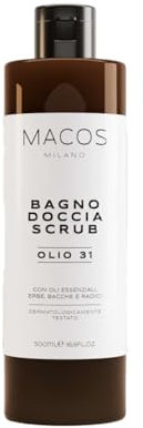 MACOS MILANO Bagno Doccia Scrub Corpo per Pelle Secca con 31 Erbe - Esfoliante Corpo Delicato per Uso Quotidiano - Scrub Naturale Senza Parabeni - Confezione da 500ML