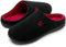 Damen Herren Hausschuhe aus Memory-Baumwolle Drinnen Pantoffeln im Herbst und Winter für Drinnen und Draussen (Schwarz Rot, 43.5 EU)